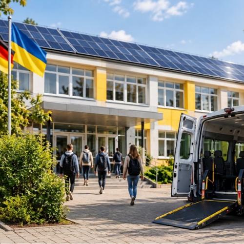 Germania e Ucraina: impianti solari per le scuole di Kyiv e minibus accessibili